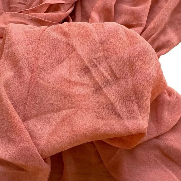 ASOS Orange Sheer Blouse Top Long Sleeve Neck Tie Smocked 14 - Picture 5 of 11